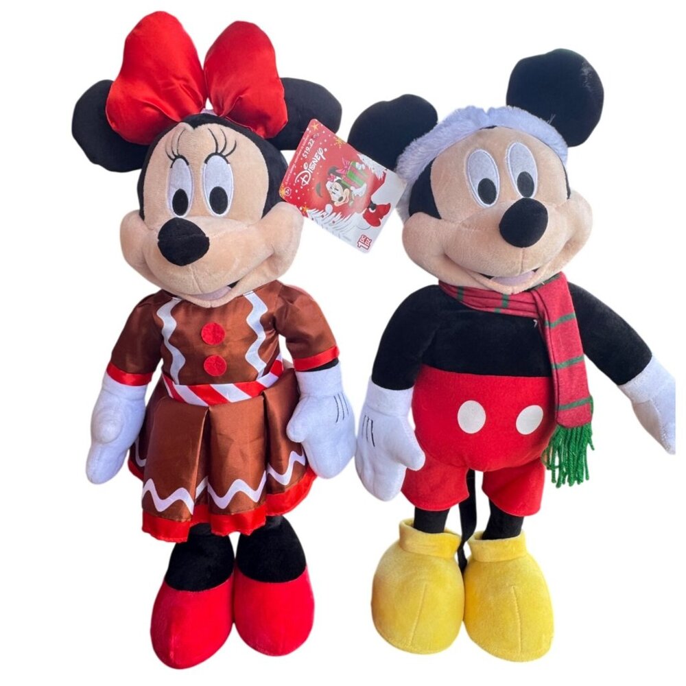 Disney Holiday Mickey & Minnie Mouse Plush Dolls 24" Christmas Decor Set - Picture 5 of 12